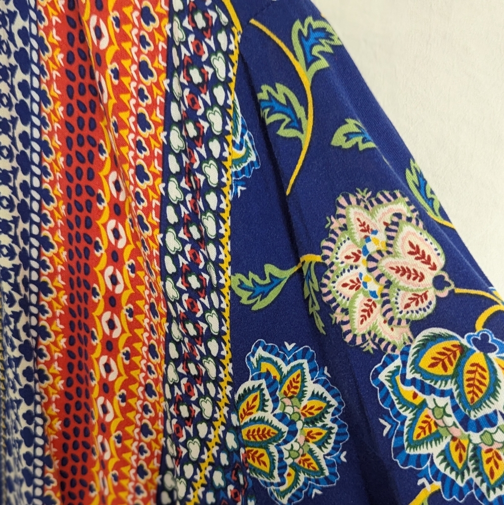 Fig And Flower Rayon Plus Size 2X Top Multi Color Attached Tank Bell Sleeves - Picture 5 of 14